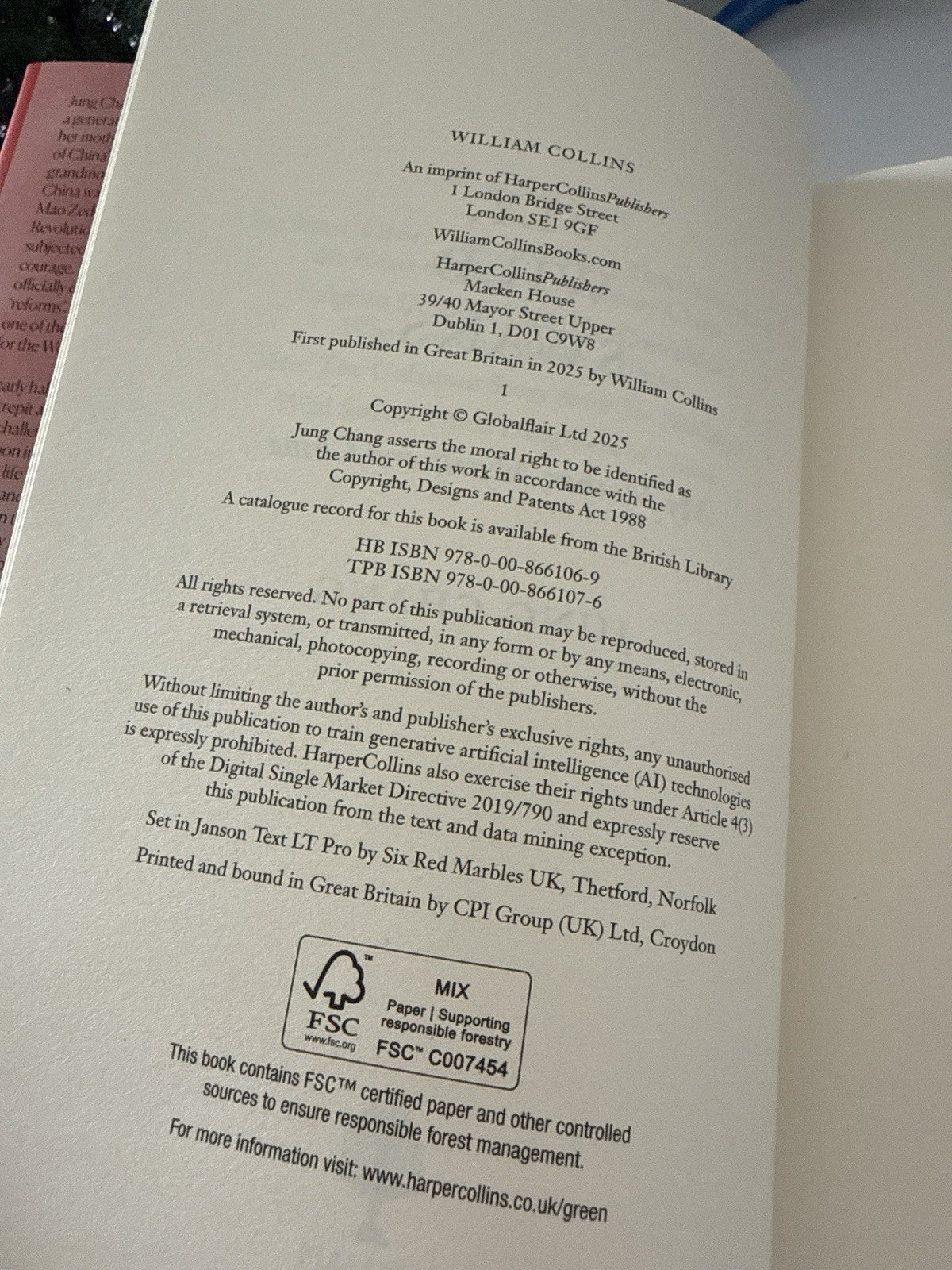 Jung Chang – Fly, Wild Swans – SIGNED UK 1st Edition Hardcover, 20242