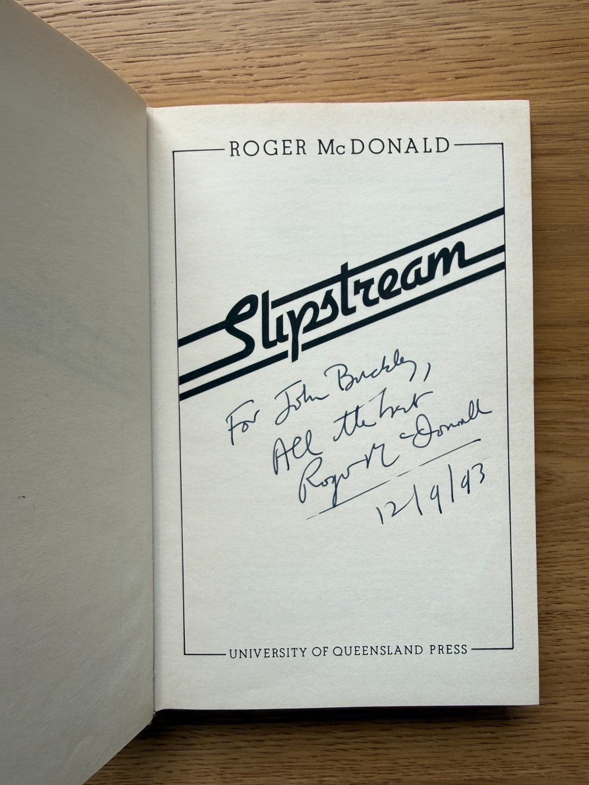 Roger McDonald - Slipstream – SIGNED FIRST EDITION - Hardcover6
