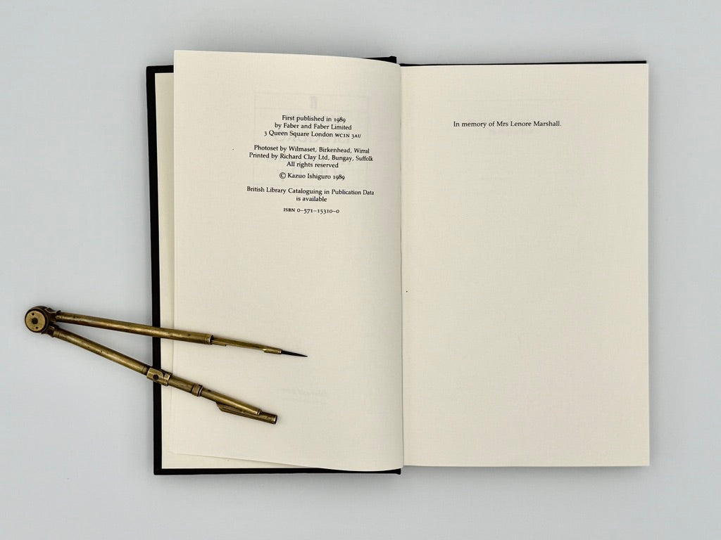 Kazuo Ishiguro - The Remains of the Day - Faber and Faber, London (1989)