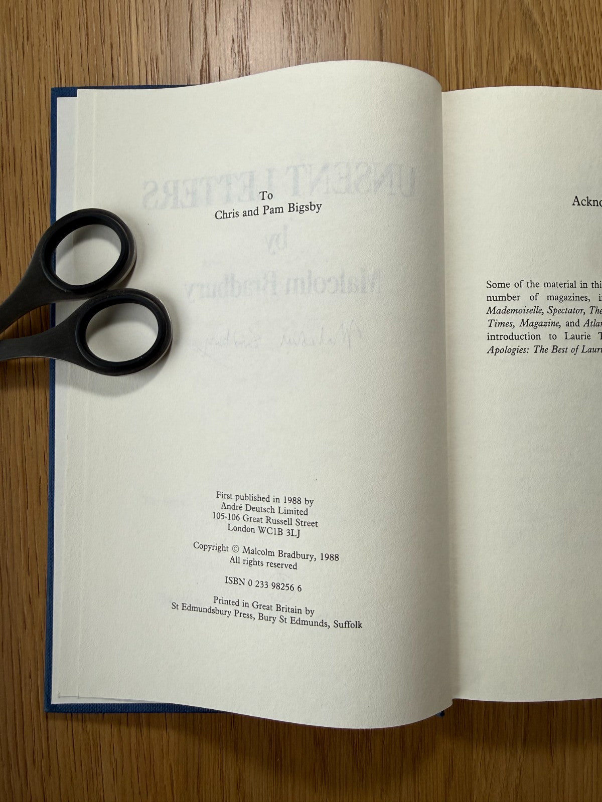 SIGNED UK 1st Edition - Unsent Letters - Malcolm Bradbury - Hardcover (1988)2