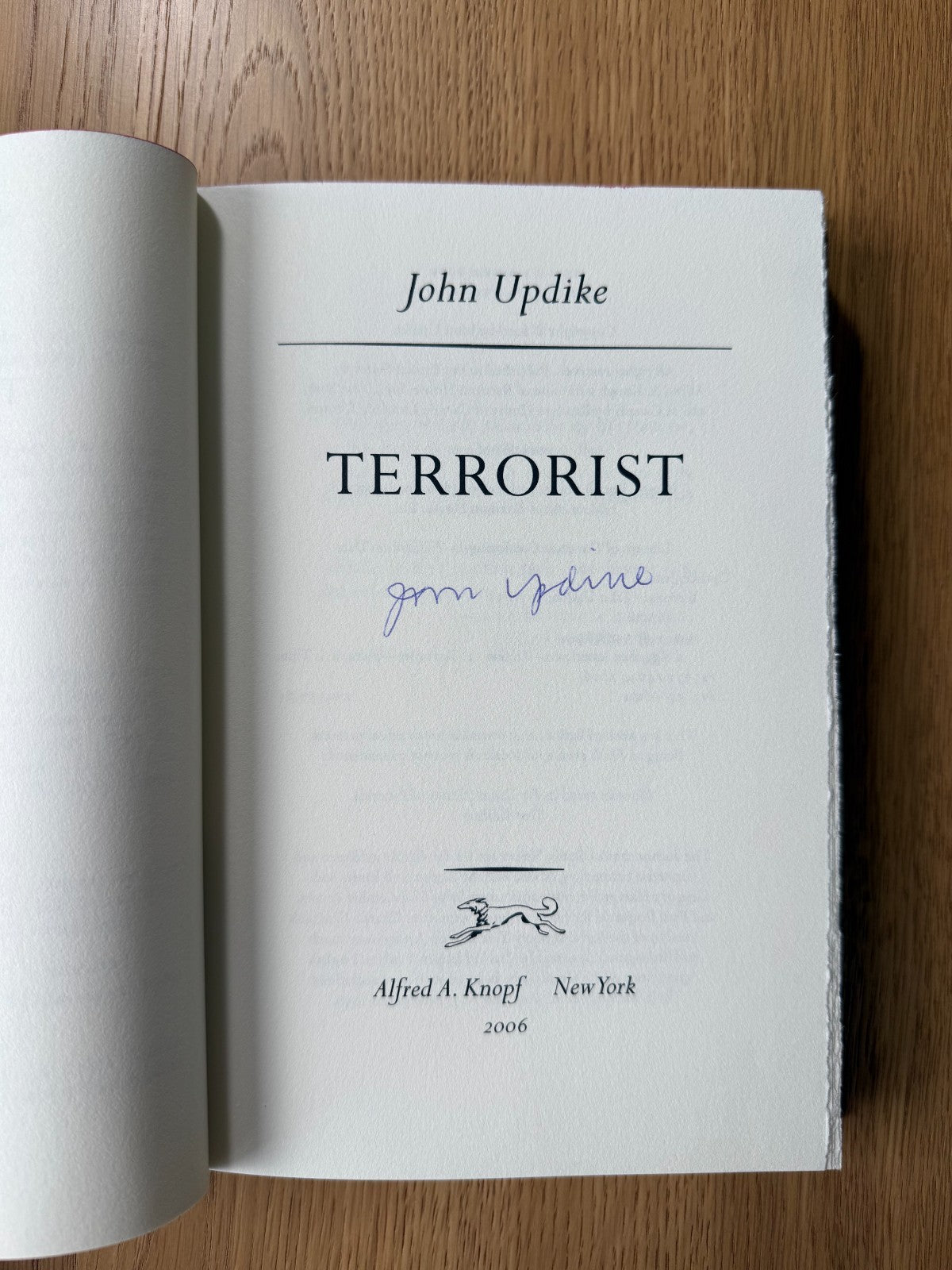 John Updike - Terrorist - SIGNED US 1st Edition Hardcover (2006)1