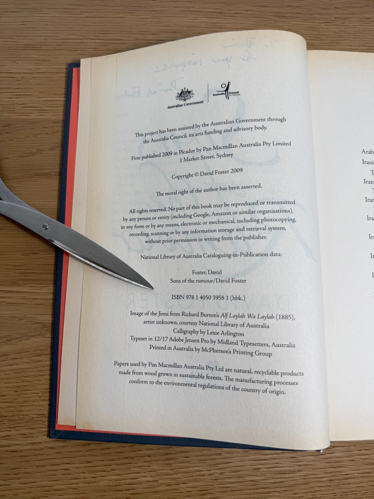 SIGNED FIRST Edition - Sons of the Rumour – David Foster – Hardcover – Australia2