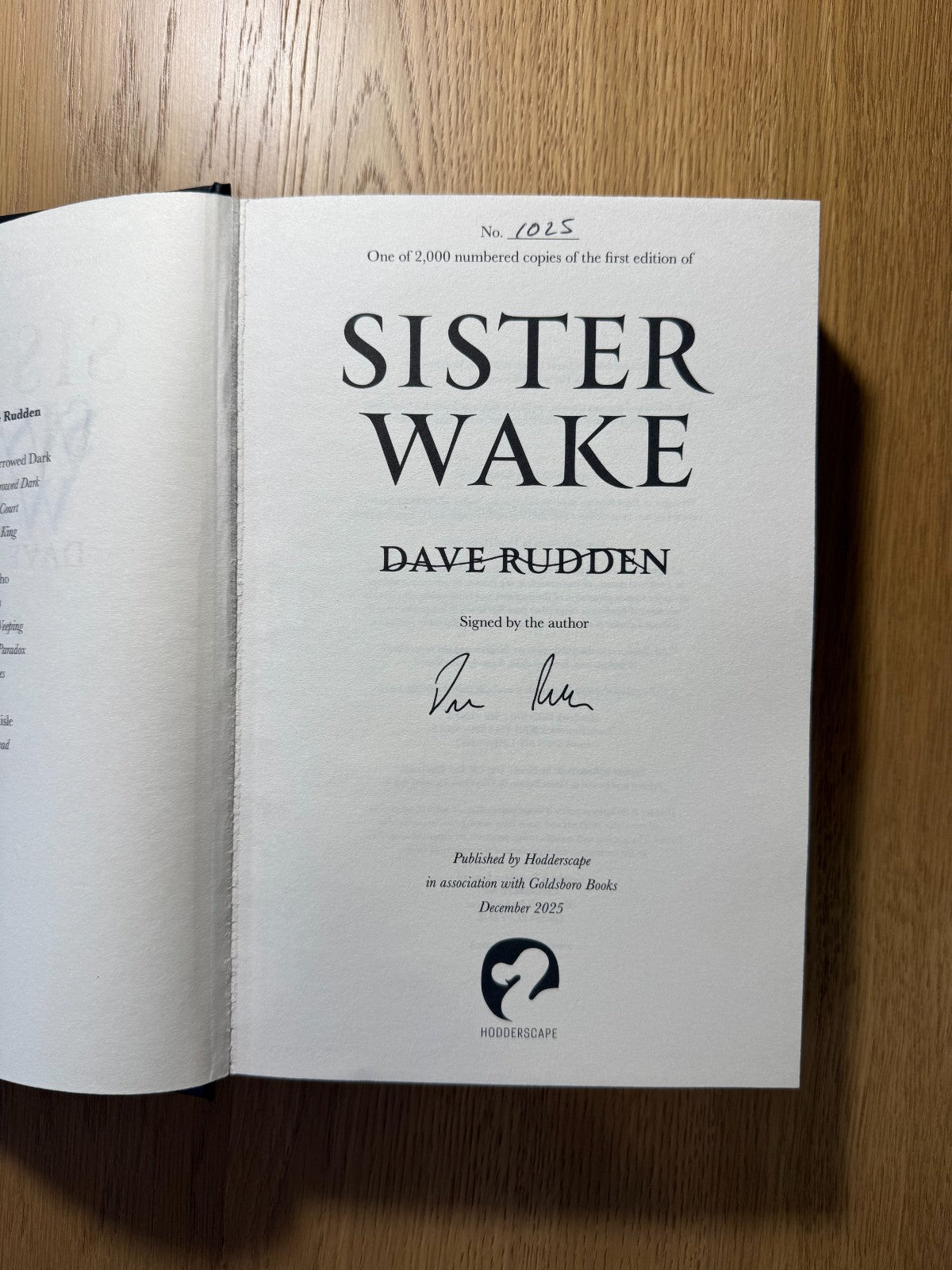 Sister Wake - Dave Rudden - Goldsboro SIGNED EXCLUSIVE EDITION1