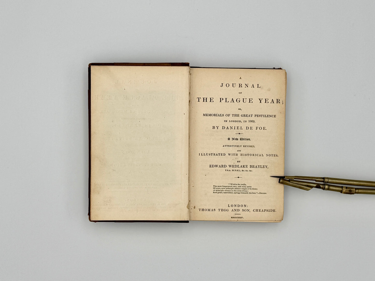 Daniel Defoe - A Journal of the Plague Year - 1835 Thomas Tegg and Son edition