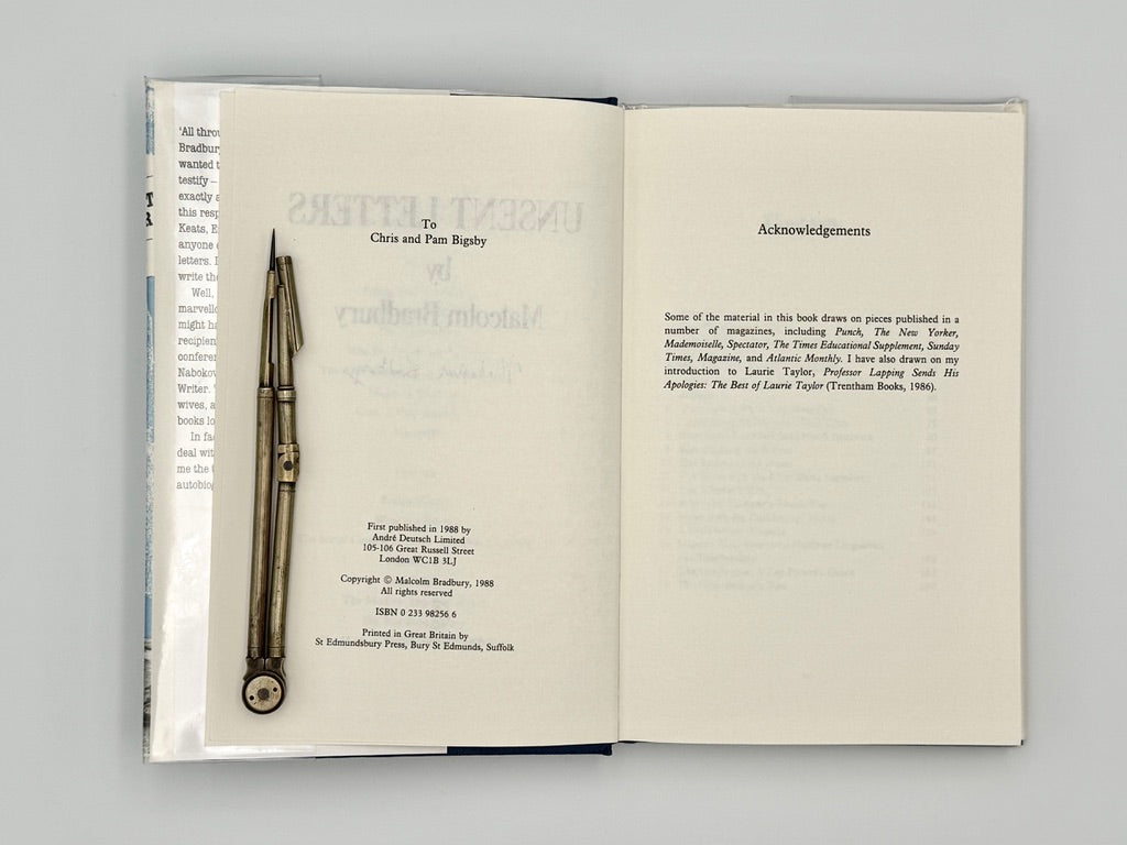 SIGNED UK 1st Edition - Unsent Letters - Malcolm Bradbury - Hardcover (1988)