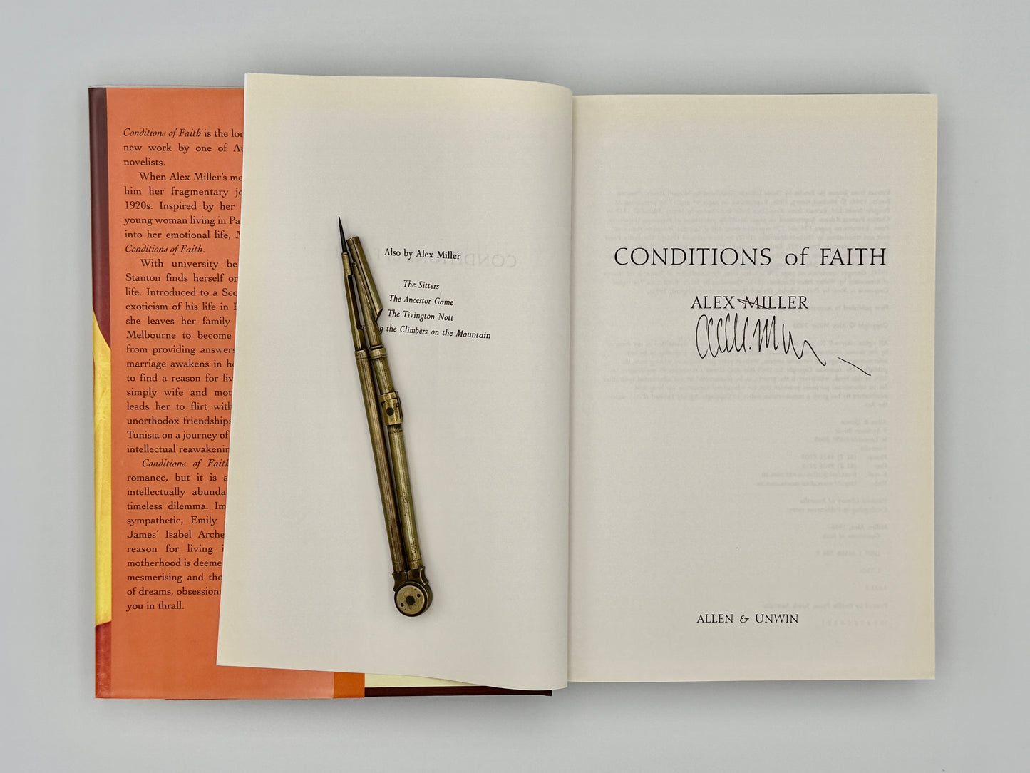 Alex Miller - Conditions of Faith - SIGNED FIRST EDITION - Miles Franklin (2000)